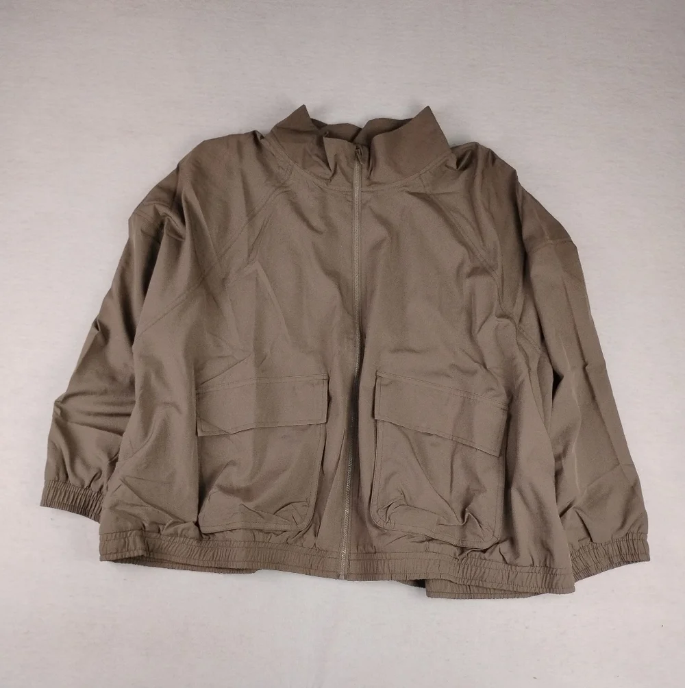 New Old Navy Loose Stretch Tech Zip Front Jacket In Taupe Size 4X - Picture 2 of 5